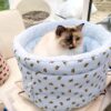 warm plush pet bed with bee design for indoor pets
