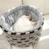 warm plush pet bed with bee design for indoor pets