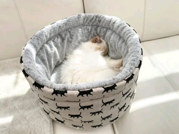 warm plush pet bed with bee design for indoor pets